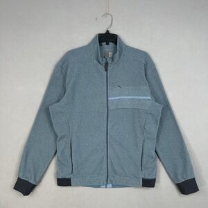 Shimano Jacket Mens XL Blue Gray Cycling Full Zip Stand Collar Reflective Trim